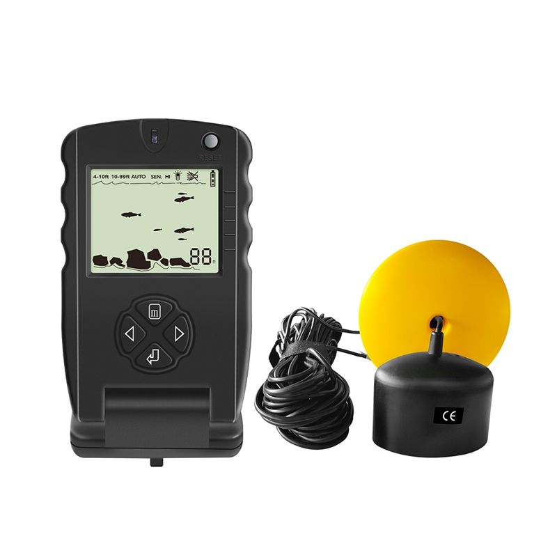 Fish Finder Portable - เครื่องหาปลาแบบพกพาใหม่, โซนาร์ตรวจจับปลาใต้น้ำพร้อมสัญญาณเตือน, เครื่องวัดความลึก 0.7-100 เมตร