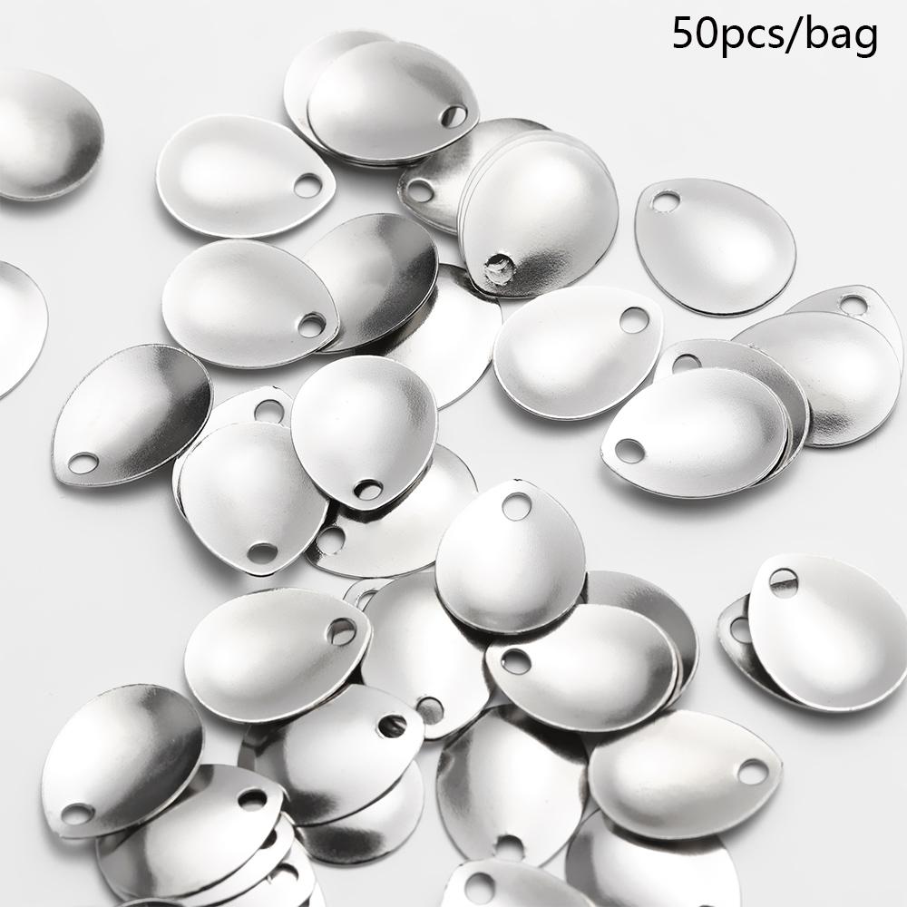 Fish Alarm - เครื่องจับปลาเลื่อมสีเงินแบบเรียบจำนวน50ชิ้นช้อนโลหะเหยื่อล่อแบบใบมีดสั่นอุปกรณ์ตกปลาแบบหมุนได้