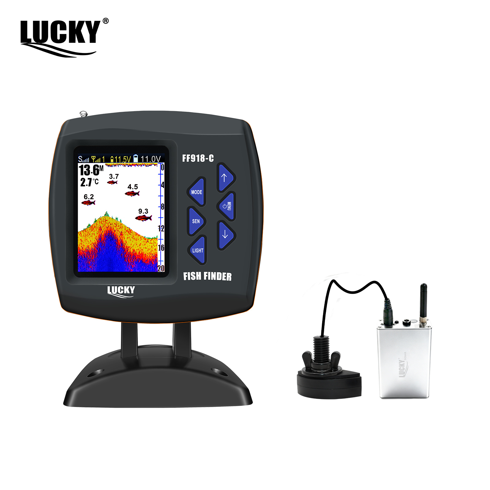 Fish Finder Cable - เรือควบคุมระยะไกลไร้สาย Lucky FF918 พร้อมเครื่องหาปลา ระยะใช้งานไร้สาย 300