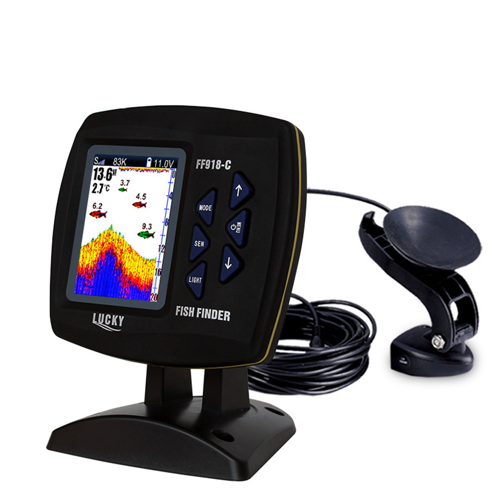 Fish Finder Cable - หน้าจอสี FF918-C100DS แบบมีสายเหยื่อล่อปลาความถี่คู่328ft/100M ความลึกของน้ำเหยื่อล่อปลาเรือ