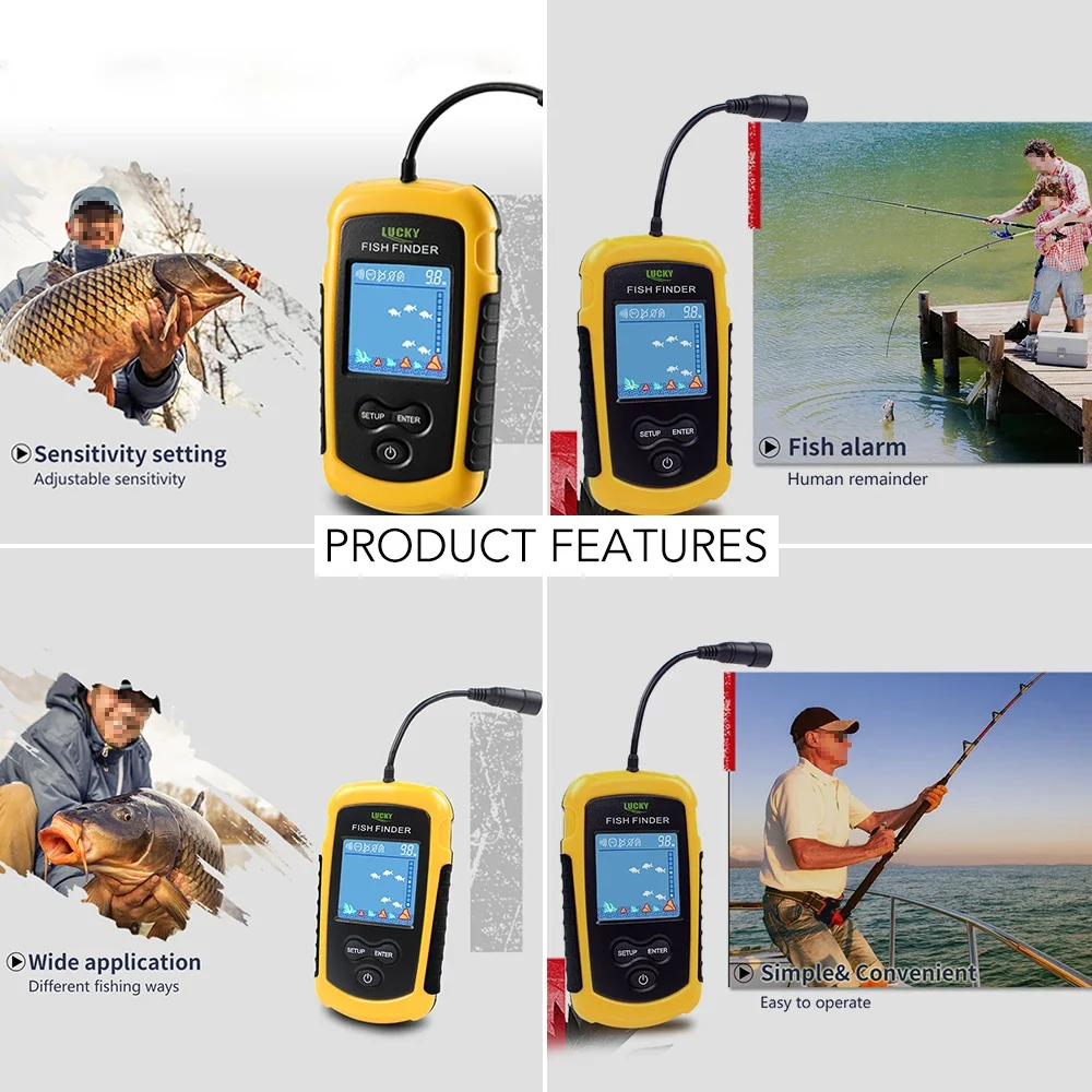Lucky หน้าจอสี LCD แบบพกพา Fis - Fish Finder Cable บทวิจารณ์และราคา